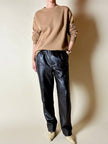 Pantalone vintage in pelle testa di moro