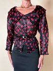 Camicia in organza nera fantasia rose rosse “Byblos”