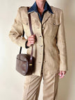 Giacca sahariana Yves Saint Laurent in lino mélange honey beige