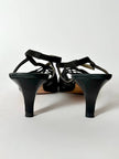 Sandali vintage Yves Saint Laurent in rete mesh nera e nabuk