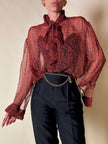 Blusa rossa in chiffon micro fantasia “Yves Saint Laurent”