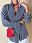 Borsa vintage Sgargi forma ottagonale in lizard rossa con tracolla in catena