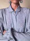 Camicia in seta Jacquard gray con logo YSL allover