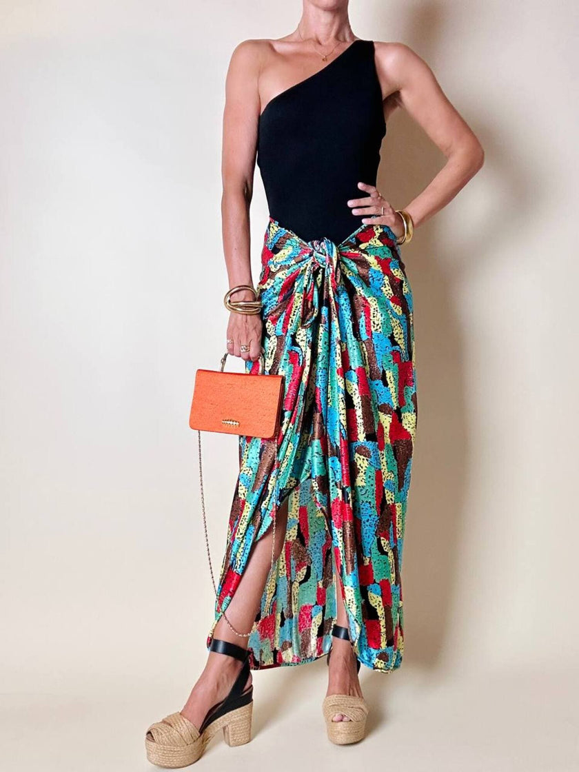 Gonna pareo fantasia astratta multicolor “Fendi”