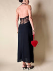 Slip dress vintage La Perla in seta nera e pizzo