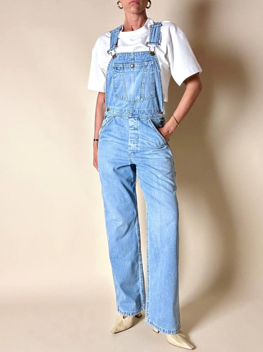 Salopette vintage Levi Strauss orange tab in denim chiaro slavato