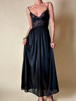 Slip dress nero in pizzo con coppe a balconcino “La Perla”