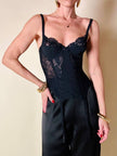 Bustier con guêpière in pizzo nero e seta “La Perla”