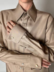 Vintage Gucci dove-grey silk shirt with mother-of-pearl buttons and French cuffs
