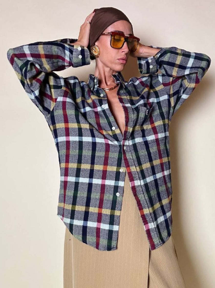 Camicia in caldo cotone fantasia tartan “Yves Saint Laurent”