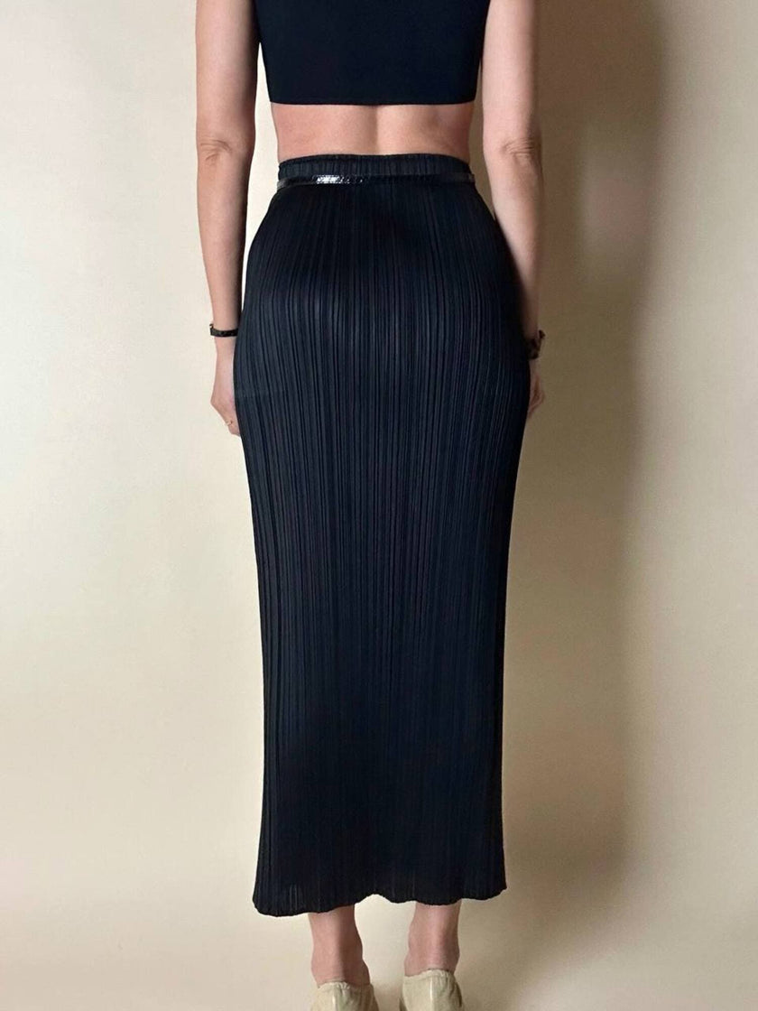 Gonna plissé Pleats Please Issey Miyake con elastico in vita e tasche laterali