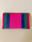 Maxi pochette in paglia a righe multicolor “Yves Saint Laurent”