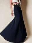 Gonna lunga in crepe nero “Yves Saint Laurent”