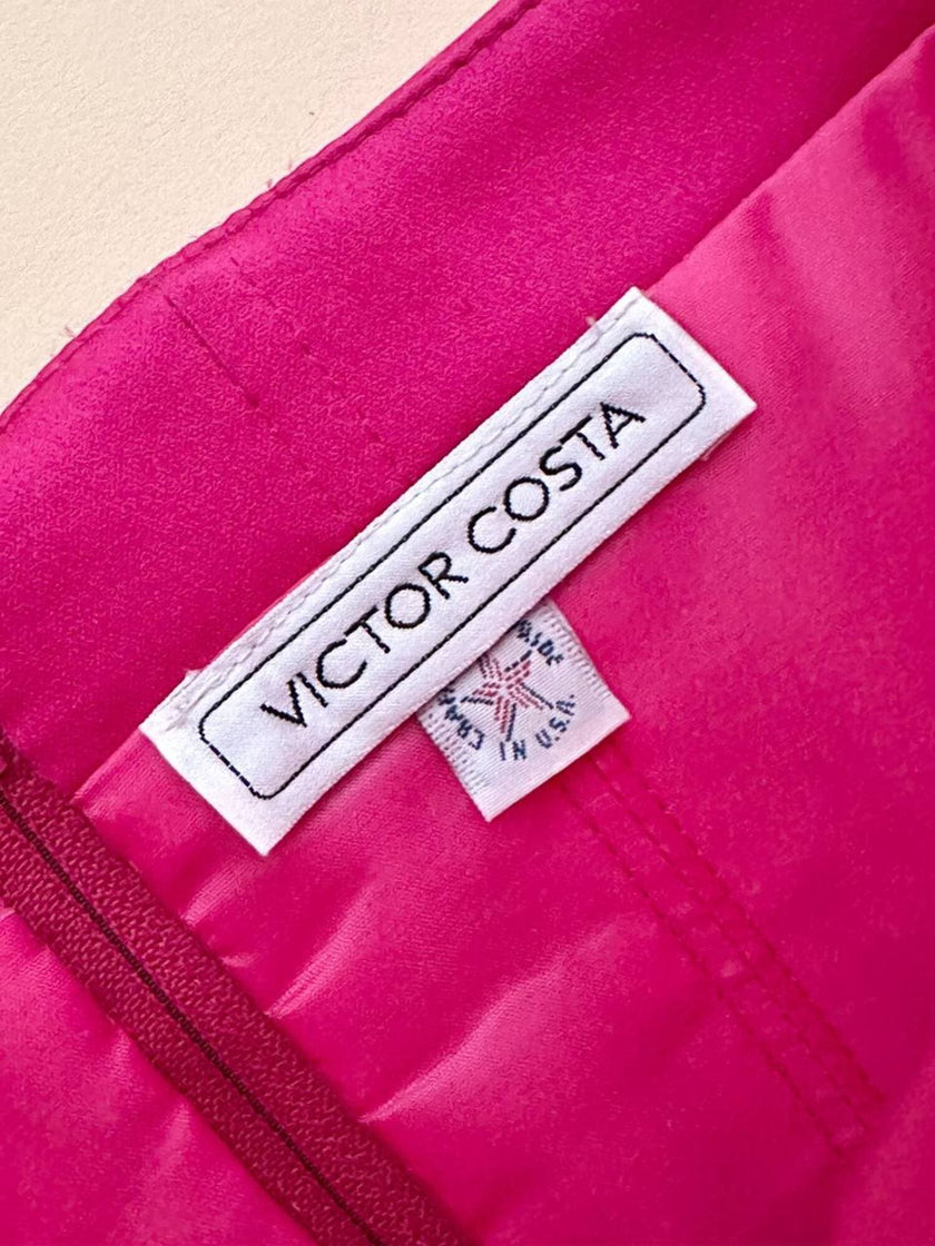 Abito lungo drappeggiato con fiocco e stola in coordinato “Victor Costa”