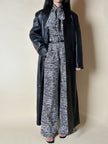Maxi cappotto vintage in pelle nera Real Leather con fodera matelassé