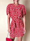 Mini abito rosso in seta jacquard a pois con fusciacca in coordinato “Fendi”