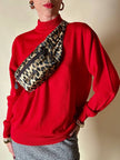 Lupetto in lana rossa con logo ricamato “Yves Saint Laurent”