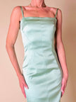 “D&G” aquamarine stretch satin sheath dress