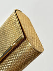 Clutch-Minaudière vintage in metallo oro satinato con dettaglio bambù