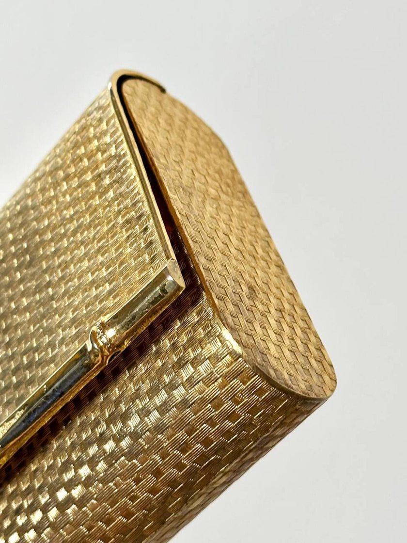Clutch-Minaudière vintage in metallo oro satinato con dettaglio bambù