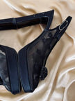 Slingback con plateau in raso di seta e rete ricamata “Gianni Versace”