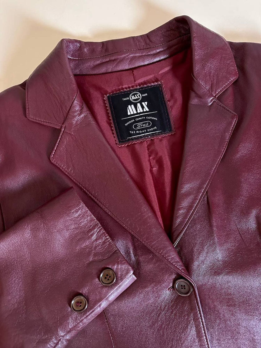 Blazer oversize in pelle bordeaux Max