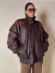 Bomber aviator in pelle color cioccolato “Laps”