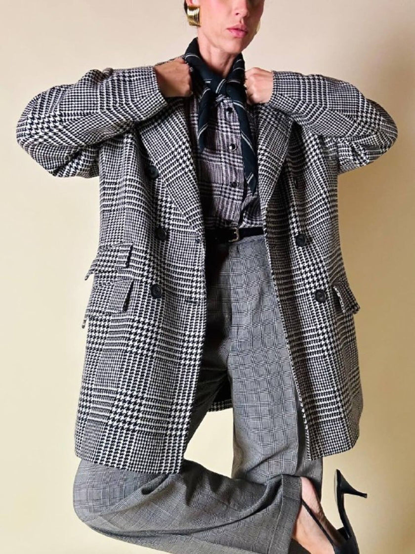 Blazer doppiopetto in lana principe di Galles “Yves Saint Laurent”