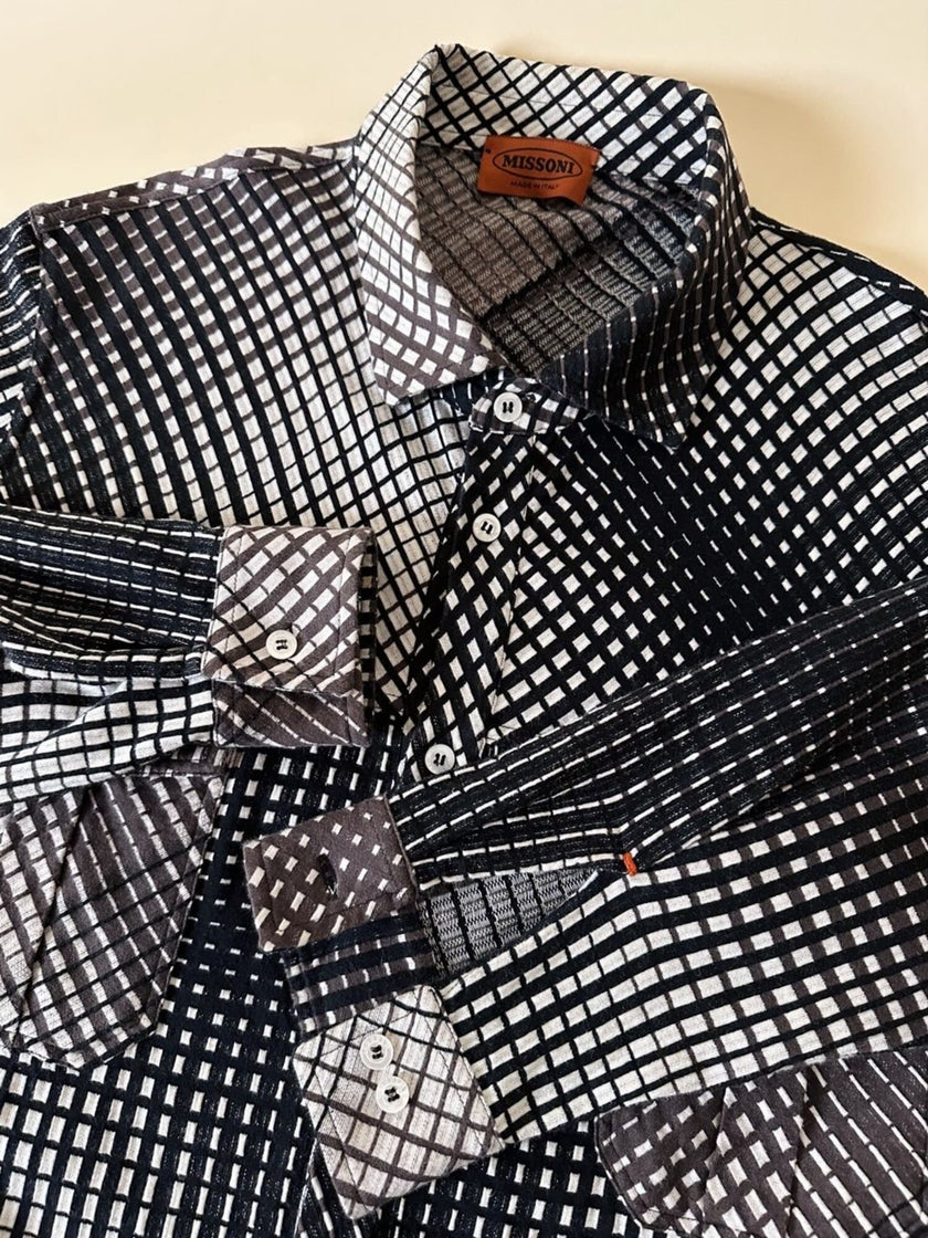 Camicia Missoni vintage in caldo cotone fantasia optical