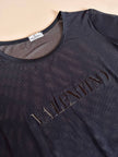 T-shirt in rete nera elasticizzata “Valentino Garavani Swimwear”