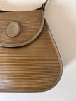 Borsa Yves Saint Laurent in tessuto plastificato millerighe color cammello con riporti in pelle argilla