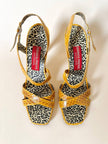 Sandali in whips giallo curcuma con fodera leopardata “Andrea Pfister”