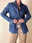 Camicia Fendissime in denim blu con bottoni  moneta da 10 lire