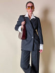Tailleur gessato giacca/pantalone in lana grigio antracite “Antonio Fusco”