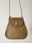 Borsa Yves Saint Laurent in tessuto plastificato millerighe color cammello con riporti in pelle argilla