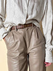 Pantalón de tiro alto de piel color crema “Grandinetti”