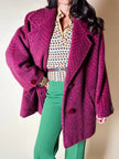Capottino vintage spinato in tweed di lana e mohair magenta e prugna