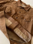 Giacca trucker in pelle scamosciata tabacco con bottoni effetto berlebeck