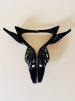 Slingback con dettaglio a rete in tessuto nero opaco e pitone “Beltrami”