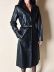 Cappotto/Robe Manteau vintage in pelle nera con spacco posteriore The Bomb