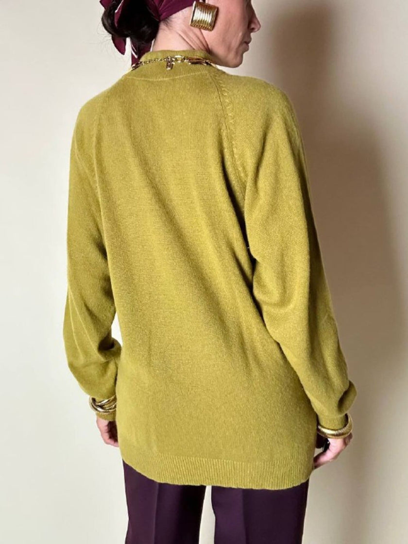 Lupetto oversize in cachemire verde acido Pure Cachemire