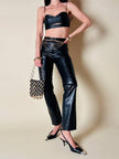 Pantalone in pelle nera cinque tasche