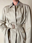 Vintage Burberry’s beige quill gabardine trench coat with matching belt and Check lining