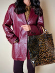 Blazer oversize in pelle bordeaux Max