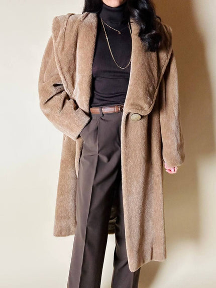 Cappotto vintage sartoriale in pura alpaca color cammello