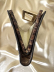 Vintage Roger Vivier leopard-print python clutch with a distinctive rectangular gold-tone metal clasp