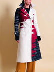 Cappotto redingote in lana fantasia astratta
