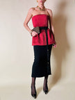 Bustier couture in seta operata rosso sangria
