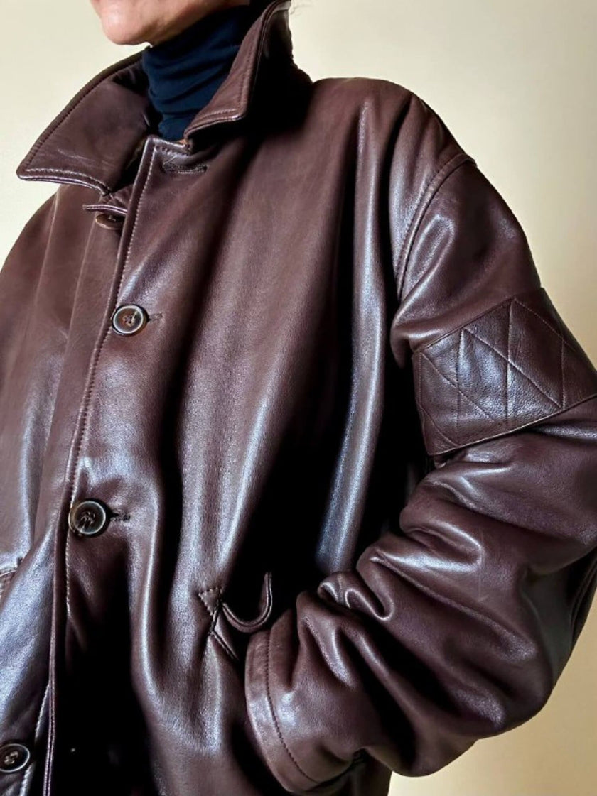 Giacca/bomber aviator in pelle testa di moro “Belfe & Belfe”