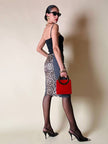 Longuette leopardata con riporti in tela grigia “D&G”